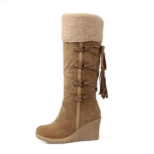 Botas Altas de Invierno con Tacón de Cuña – Perfectas para Días Nevados