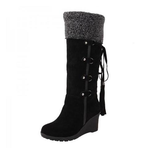 Botas Altas de Invierno con Tacón de Cuña – Perfectas para Días Nevados