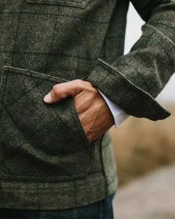 Abrigo Casual para Hombre con Diseño a Cuadros y Solapas