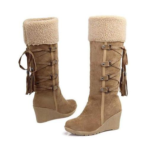 Botas Altas de Invierno con Tacón de Cuña – Perfectas para Días Nevados