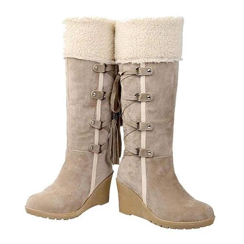 Botas Altas de Invierno con Tacón de Cuña – Perfectas para Días Nevados