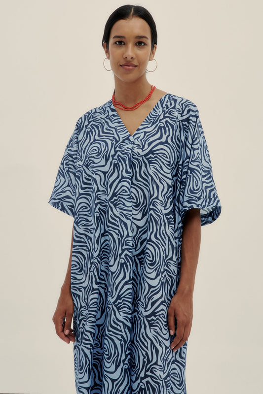 Kaftan Pao Zebra Azul