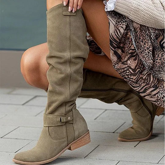 Botas Altas para Mujer – Color Sólido y Diseño Moderno