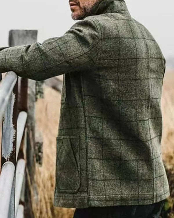 Abrigo Casual para Hombre con Diseño a Cuadros y Solapas